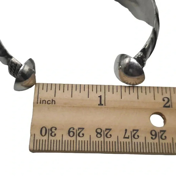 925 Sterling Silver Texture Southwestern Cable Open Cuff Bracelet Vintage - Picture 8 of 9